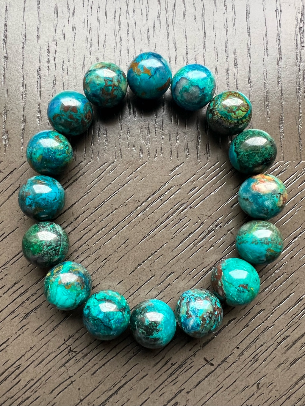 Hq Chrysocolla Bracelet 13mm Size 7’